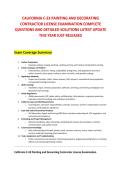 CALIFORNIA C-33 PAINTING AND DECORATING &NewLine;CONTRACTOR LICENSE EXAMINATION COMPLETE &NewLine;QUESTIONS AND DETAILED SOLUTIONS LATEST UPDATE &NewLine;THIS YEAR JUST RELEASED