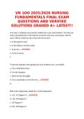 VN 1OO 2025&sol;2026 NURSING FUNDAMENTALS FINAL EXAM QUESTIONS AND VERIFIED SOLUTIONS GRADED A&plus; LATEST&excl;&excl;