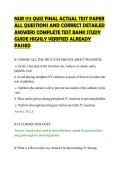 NUR 172 QUIZ FINAL ACTUAL TEST PAPER&NewLine;ALL QUESTIONS AND CORRECT DETAILED&NewLine;ANSWERS COMPLETE TEST BANK STUDY&NewLine;GUIDE HIGHLY VERIFIED ALREADY&NewLine;PASSED