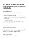 NUR 176 EXAM 2 HIGH-YIELD HEART FAILURE&comma;&NewLine;HYPERTENSION&comma; AND RESPIRATORY DISORDERS&NewLine;SUMMARY 2026