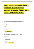 DRE Final Exam Study Guide &ndash; &NewLine;Practice Questions with &NewLine;Verified Answers&period; GRADED A&plus;&period; &NewLine;Latest 2026&sol;2027 Update 