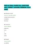 NUR 185 FINAL PAPER FULL QUESTIONS&NewLine;AND CORRECT ANSWERS PREMIUM STUDY&NewLine;SHEET