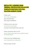 NUR 185 TEST 1 HONDROS EXAM&NewLine;TERMINAL CERTIFICATION EVALUATION&NewLine;COMPLETE QUESTIONS WITH FULL&NewLine;SOLUTION ALREADY PASSED