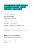 NUR 185 UPDATED ACTUAL QUESTIONS&NewLine;AND CORRECT ANSWERS COMPLETE&NewLine;STUDY GUIDE FULL SOLUTION
