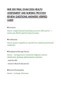 NUR 200 FINAL EXAM 2026 HEALTH&NewLine;ASSESSMENT AND NURSING PROCESS&NewLine;REVIEW QUESTIONS ANSWERS VERIFIED&NewLine;GUIDE&NewLine;