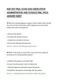 NUR 200 FINAL EXAM 2026 MEDICATION&NewLine;ADMINISTRATION AND DOSAGE DRILL PACK&NewLine;ANSWER SHEET