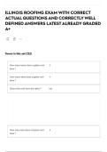 ILLINOIS ROOFING EXAM WITH CORRECT ACTUAL QUESTIONS AND CORRECTLY WELL DEFINED ANSWERS LATEST ALREADY GRADED A&plus;