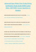 Advanced Open Water Diver Scuba Diving Certification Study Guide EXAM &lpar;Latest 2026 2027&rpar;100- Correct Questions & Answers&period;