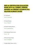 NUR 210 CERTIFICATION EVALUATION&NewLine;EXAMS WITH ALL CORRECT VERIFIED&NewLine;ANSWERS 100 PERCENT ACCURATE FULL&NewLine;SOLUTION ALREADY PASSED