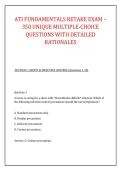 ATI FUNDAMENTALS RETAKE EXAM &ndash; &NewLine;350 UNIQUE MULTIPLE-CHOICE &NewLine;QUESTIONS WITH DETAILED &NewLine;RATIONALES 