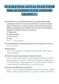 NUR 222 FINAL ACTUAL EXAM PAPER&NewLine;2026 QUESTIONS WITH ANSWERS&NewLine;GRADED A&plus;&NewLine;