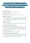 NUR 222 FINAL COMPREHENSIVE&NewLine;STUDY GUIDE 2026 FULL QUESTIONS&NewLine;AND SOLUTIONS GRADED A&plus;