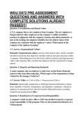 WGU D072 PRE ASSESSMENT QUESTIONS AND ANSWERS WITH COMPLETE SOLUTIONS ALREADY PASSED&excl;&excl;&excl;