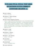 NUR 222 FINAL FINAL TEST 2026&NewLine;QUESTIONS WITH CORRECT&NewLine;ANSWERS GRADED A&plus;