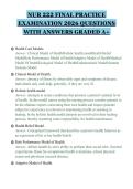NUR 222 FINAL PRACTICE&NewLine;EXAMINATION 2026 QUESTIONS&NewLine;WITH ANSWERS GRADED A&plus;