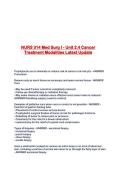 NURS 314 Med Surg I - Unit 2&period;4 Cancer Treatment Modalities Latest Update