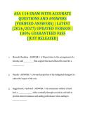 ASA 114 EXAM WITH ACCURATE QUESTIONS AND ANSWERS &lpar;VERIFIED ANSWERS&rpar; &vert; LATEST &lpar;2026&sol;2027&rpar; UPDATED VERSION &vert; 100&percnt; GUARANTEED PASS &lbrace;JUST RELEASED&rcub;