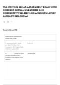 TSA WRITING SKILLS ASSESSMENT EXAM WITH CORRECT ACTUAL QUESTIONS AND CORRECTLY WELL DEFINED ANSWERS LATEST ALREADY GRADED A&plus;