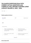 TSA SAMPLE QUESTIONS EXAM WITH CORRECT ACTUAL QUESTIONS AND CORRECTLY WELL DEFINED ANSWERS LATEST ALREADY GRADED A&plus; 2025 &ndash; 2026