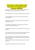 LEO Entrance Exam Study Guide Questions and Verified Correct Answers 2026&sol;2027