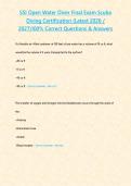 SSI Open Water Diver Final Exam Scuba Diving Certification &lpar;Latest 2026 2027&rpar;100- Correct Questions & Answers&period;