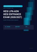 HESI LPN-ADN Entrance Exam Actual 2026&sol;2027 &ndash; Complete Exam-Style Questions &vert; 100&percnt; Verified &ndash; Pass Guaranteed &ndash; A&plus; Graded
