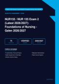 NUR 155 Foundations of Nursing Exam 2 Actual 2026&sol;2027 &ndash; 100&percnt; Verified &vert; Detailed Rationales &ndash; Pass Guaranteed &ndash; A&plus; Graded