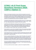 Testbank CCNA1 v6&period;0 Final Exam &vert; Questions & Answers 2026 &lpar;100&percnt; Score&rpar; &ndash; Option C&NewLine;&NewLine;