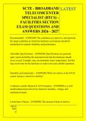 SCTE - BROADBAND &NewLine;TELECOMCENTER &NewLine;SPECIALIST &lpar;BTCS&rpar; - &NewLine;FACILITIES SECTION &NewLine;EXAM QUESTIONS AND &NewLine;ANSWERS 2026 - 2027