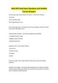 Utah SFO Final Exam Questions and Verified Correct Answers