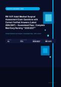 RN VATI Adult Medical Surgical Assessment Exam Actual 2026&sol;2027 &ndash; Complete Exam-Style Questions &vert; 100&percnt; Verified &ndash; Pass Guaranteed &ndash; A&plus; Graded 