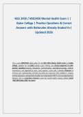 NSG 3450 &sol; NSG3450 Mental Health Exam 1 &vert; &NewLine;Galen College &vert; Practice Questions & Correct &NewLine;Answers with Rationales Already Graded A&plus;&vert; &NewLine;Updated 2026 