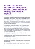 Testbank ESS 101 Lab 3A&colon; Introduction to Minerals &vert; Geology & Societal Impacts&NewLine;&NewLine;