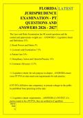 FLORIDA &NewLine;JURISPRUDENCE &NewLine;EXAMINATION - PT &NewLine;QUESTIONS AND &NewLine;ANSWERS 2026 - 2027 
