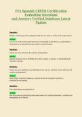 FFA Spanish CREED Certification&NewLine;Evaluation Questions&NewLine;and Answers Verified Solutions Latest&NewLine;Update
