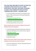 PSYCHIATRIC REHABILITATION TECHNICIAN CERTIFICATION EXAM ACTUAL PREP QUESTIONS AND WELL REVISED ANSWERS - LATEST AND COMPLETE UPDATE WITH VERIFIED SOLUTIONS &ndash; ASSURES PASS