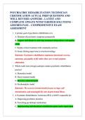PSYCHIATRIC REHABILITATION TECHNICIAN CERTIFICATION ACTUAL PREP QUESTIONS AND WELL REVISED ANSWERS - LATEST AND COMPLETE UPDATE WITH VERIFIED SOLUTIONS &ndash; ASSURED PASS &ndash; COMPREHENSIVE EXAM ASSESSMENT