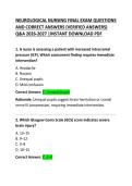 Neurological Nursing Final Exam Questions and Correct Answers &vert; Comprehensive Nursing Study Guide