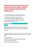 Nursing Intervention and Clinical Skills Exam Questions and Correct Answers &vert; Comprehensive Nursing Study Guide