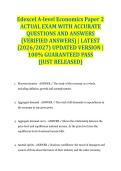 Edexcel A-level Economics Paper 2 ACTUAL EXAM WITH ACCURATE QUESTIONS AND ANSWERS &lpar;VERIFIED ANSWERS&rpar; &vert; LATEST &lpar;2026&sol;2027&rpar; UPDATED VERSION &vert; 100&percnt; GUARANTEED PASS &lbrace;JUST RELEASED&rcub;