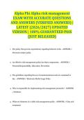 Alpha Phi Alpha risk management EXAM WITH ACCURATE QUESTIONS AND ANSWERS &lpar;VERIFIED ANSWERS&rpar; &vert; LATEST &lpar;2026&sol;2027&rpar; UPDATED VERSION &vert; 100&percnt; GUARANTEED PASS &lbrace;JUST RELEASED&rcub;