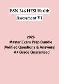 BSN 246 HESI Health Assessment V1 PDF &vert; Study Guide&comma; Practice Questions&comma; Test Bank & HESI-RN Exam Prep