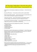 CMT Psychiatric Medications & Dementia Test with all Correct & 100&percnt; Verified Answers &vert;Guaranteed to Pass