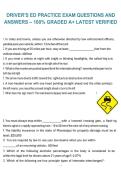DRIVER'S ED Practice Exam Questions and Answers &ndash; 100&percnt; Graded A&plus; Latest Verified Comprehensive Study Guide