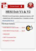 HESI EXIT V1 & V2 Exam Guide &ndash; Questions & Answers &ndash; 2026 Updated Exam&comma; 100&percnt; Guaranteed Pass &vert;&vert; Complete A&plus; Guide