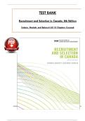 Test Bank for Recruitment and Selection in Canada &lpar;8th Edition&rpar; by Catano&comma; Hackett&comma; and Belcourt