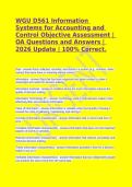 Testbank WGU D561 Information Systems Accounting Control OA 2026&NewLine;&NewLine;