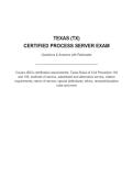 TEXAS &lpar;TX&rpar;&NewLine;CERTIFIED PROCESS SERVER EXAM&NewLine;Questions & Answers with Rationales
