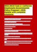 Testbank WGU D618 Task 2 California Glyphosate Policy Proposal 2026&NewLine;&NewLine;