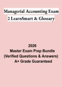 Managerial Accounting Exam 2 LearnSmart & Glossary Questions & Verified Answers PDF &vert; Complete Study Guide 2026